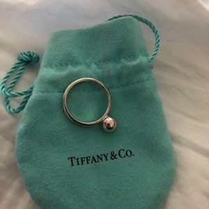 A Tiffany hardware ball ring in sterning silver